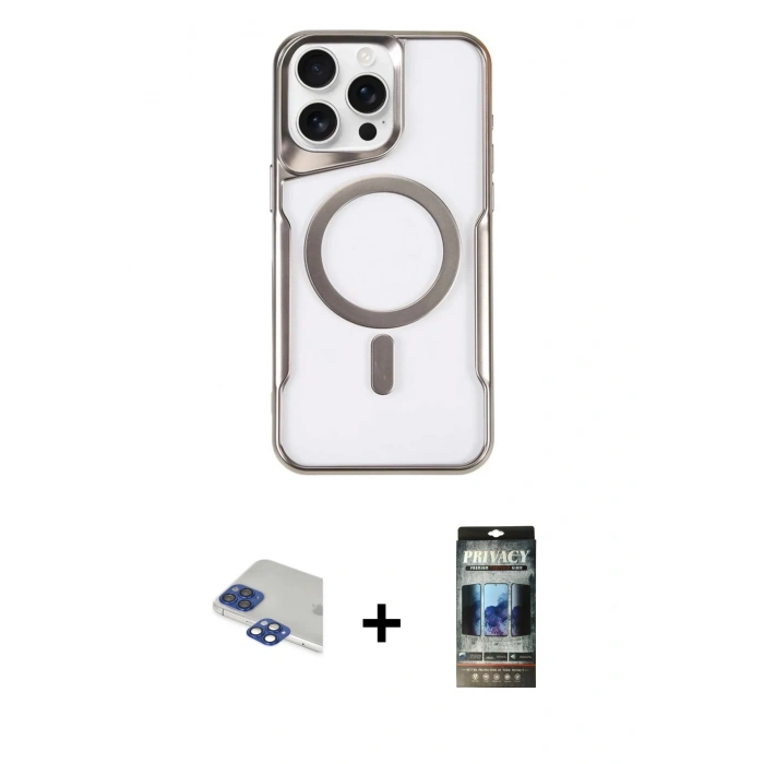 MARSİLYAN™- iPhone 11 Pro Max Kılıf Yadigar Klasik Özel Seri - Siyah 34D Hayalet Izgaralı Cam + Pers Alüminyum Kamera Lens - LT