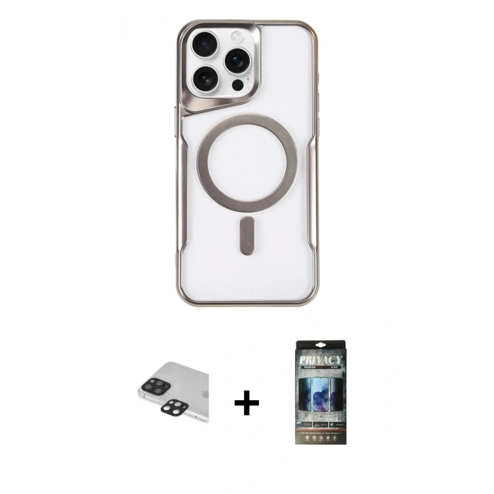 MARSİLYAN™- iPhone 11 Pro Max Kılıf Yadigar Klasik Özel Seri - Siyah 34D Hayalet Izgaralı Cam + Pers Alüminyum Kamera Lens - SH