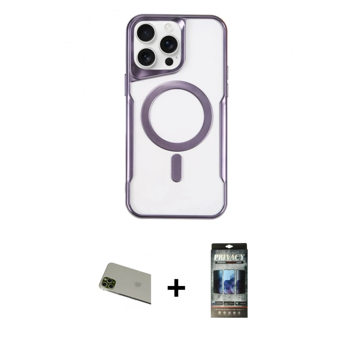 MARSİLYAN™- iPhone 11 Pro Max Kılıf Yadigar Klasik Özel Seri - Siyah 34D Hayalet Izgaralı Cam + Rainbow Kamera Lens Koruma Cam - YL