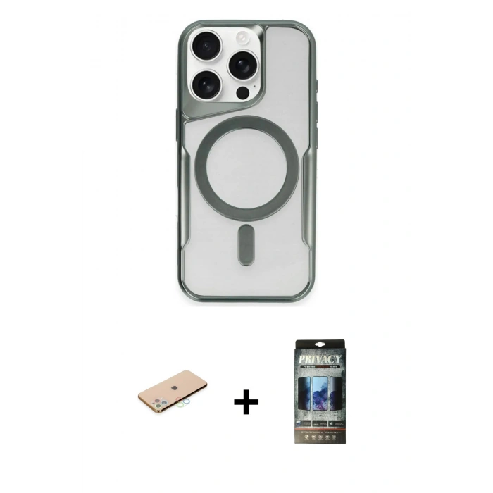 MARSİLYAN™- iPhone 11 Pro Max Kılıf Yadigar Klasik Özel Seri - Siyah 34D Hayalet Izgaralı Cam + Renkli Kamera Lens Koruma Cam - MI