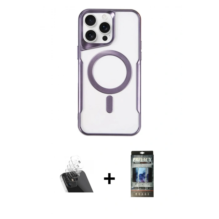 MARSİLYAN™- iPhone 11 Pro Max Kılıf Yadigar Klasik Özel Seri - Siyah 34D Hayalet Izgaralı Cam + Şeffaf Kamera Lens Koruma Cam