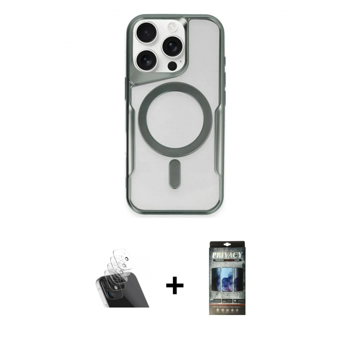 MARSİLYAN™- iPhone 11 Pro Max Kılıf Yadigar Klasik Özel Seri - Siyah 34D Hayalet Izgaralı Cam + Şeffaf Kamera Lens Koruma Cam