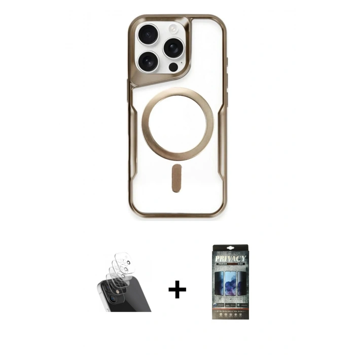 MARSİLYAN™- iPhone 11 Pro Max Kılıf Yadigar Klasik Özel Seri - Siyah 34D Hayalet Izgaralı Cam + Şeffaf Kamera Lens Koruma Cam