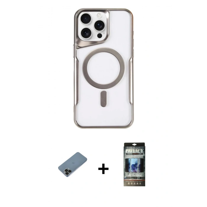 MARSİLYAN™- iPhone 11 Pro Max Kılıf Yadigar Klasik Özel Seri - Siyah 34D Hayalet Izgaralı Cam + Shine Kamera Lens Koruma Cam - SH
