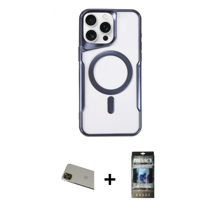 MARSİLYAN™- iPhone 11 Pro Max Kılıf Yadigar Klasik Özel Seri - Siyah 34D Hayalet Izgaralı Cam + Yeşil Rainbow Kamera Lens Koruma Cam