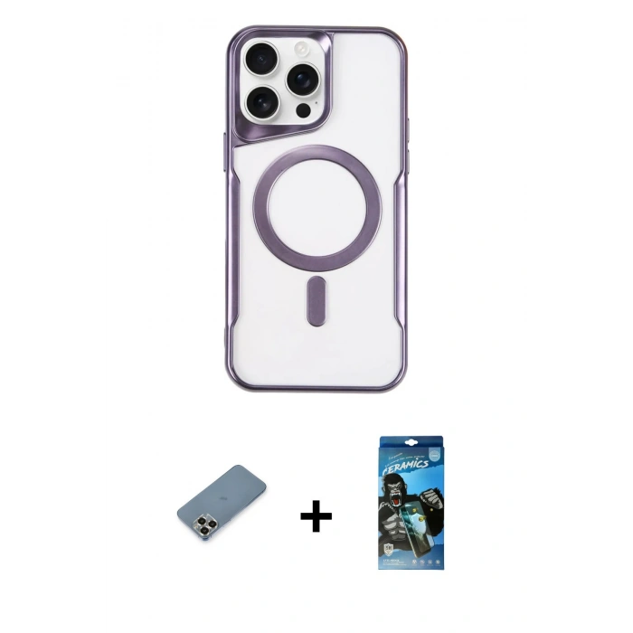MARSİLYAN™- iPhone 11 Pro Max Kılıf Yadigar Klasik Özel Seri - Siyah 34D Izgaralı Cam + Gold Metal Kamera Lens Koruma Cam