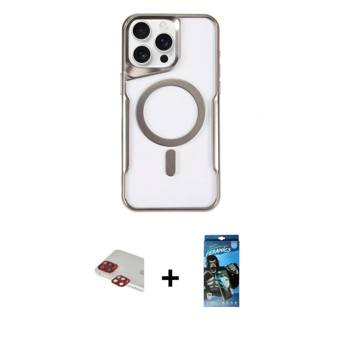 MARSİLYAN™- iPhone 11 Pro Max Kılıf Yadigar Klasik Özel Seri - Siyah 34D Izgaralı Cam + Pers Alüminyum Kamera Lens - KI