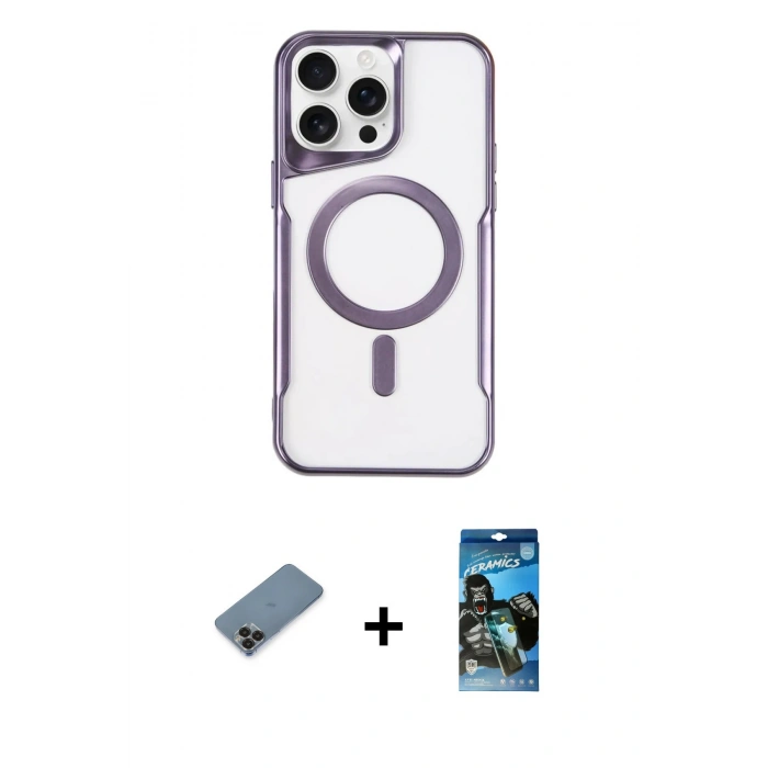MARSİLYAN™- iPhone 11 Pro Max Kılıf Yadigar Klasik Özel Seri - Siyah 34D Izgaralı Cam + Metal Kamera Lens Koruma Cam - SH