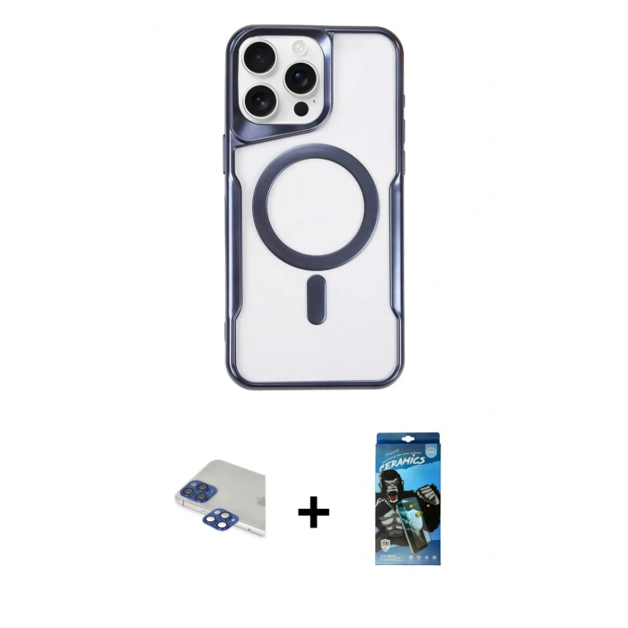 MARSİLYAN™- iPhone 11 Pro Max Kılıf Yadigar Klasik Özel Seri - Siyah 34D Izgaralı Cam + Pers Alüminyum Kamera Lens - LT
