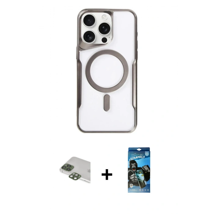 MARSİLYAN™- iPhone 11 Pro Max Kılıf Yadigar Klasik Özel Seri - Siyah 34D Izgaralı Cam + Pers Alüminyum Kamera Lens - YL