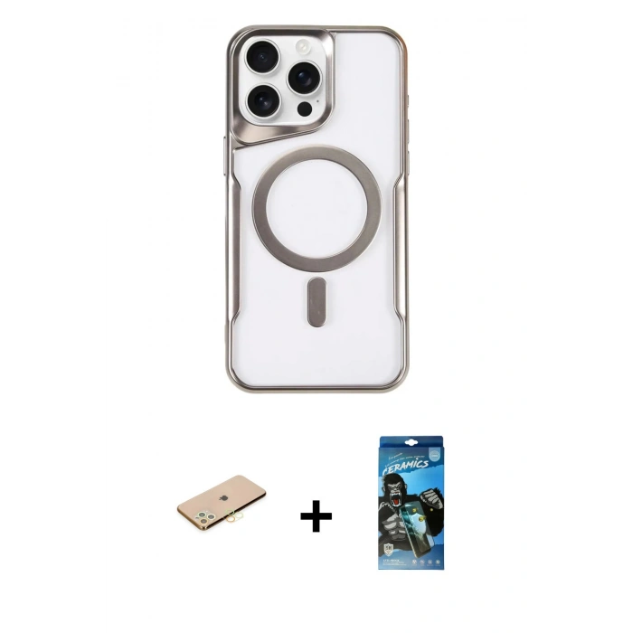 MARSİLYAN™- iPhone 11 Pro Max Kılıf Yadigar Klasik Özel Seri - Siyah 34D Izgaralı Cam + Renkli Kamera Lens Koruma Cam - SI