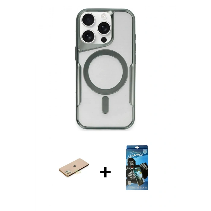MARSİLYAN™- iPhone 11 Pro Max Kılıf Yadigar Klasik Özel Seri - Siyah 34D Izgaralı Cam + Renkli Kamera Lens Koruma Cam - SI