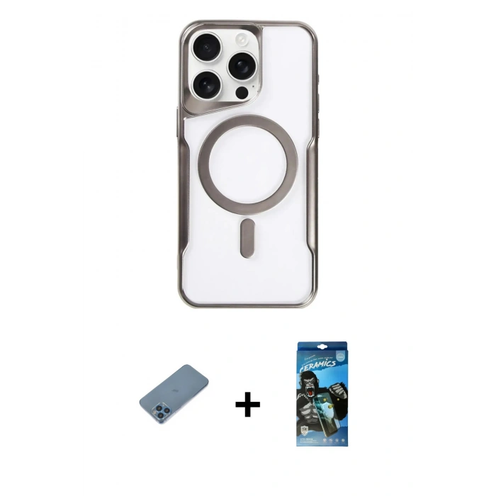 MARSİLYAN™- iPhone 11 Pro Max Kılıf Yadigar Klasik Özel Seri - Siyah 34D Izgaralı Cam + Shine Kamera Lens Koruma Cam - MI