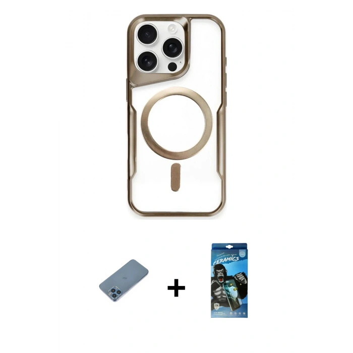 MARSİLYAN™- iPhone 11 Pro Max Kılıf Yadigar Klasik Özel Seri - Siyah 34D Izgaralı Cam + Shine Kamera Lens Koruma Cam - MI