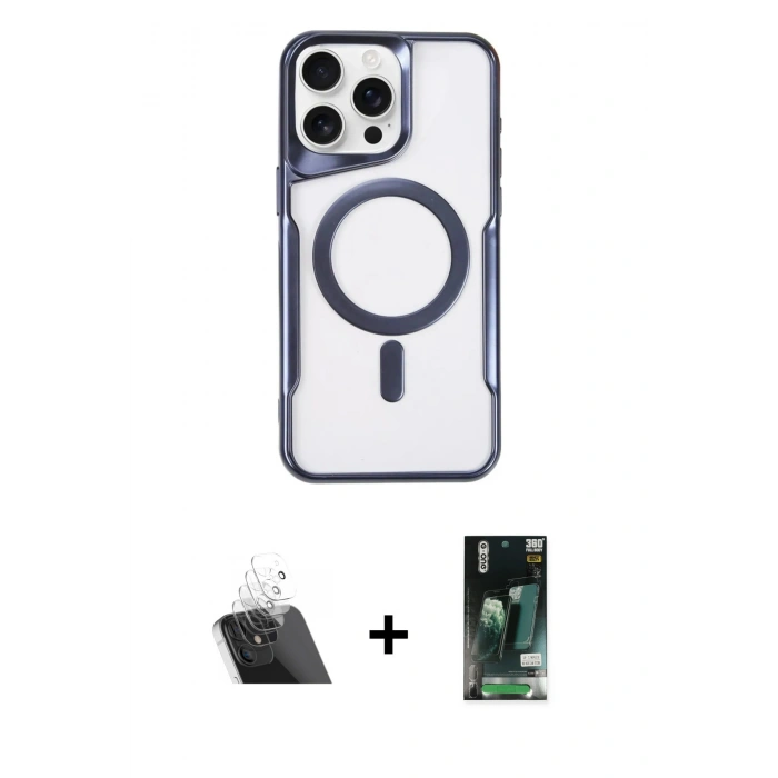 MARSİLYAN™- iPhone 11 Pro Max Kılıf Yadigar Klasik Özel Seri - Siyah 360 Mat Full Body Arka Koruyucu + Kamera Lens Koruma Cam - SF