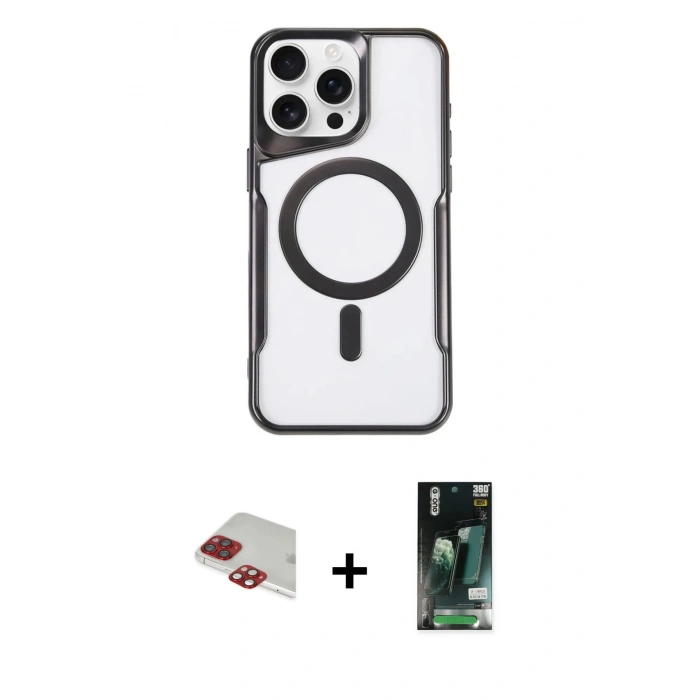 MARSİLYAN™- iPhone 11 Pro Max Kılıf Yadigar Klasik Özel Seri - Siyah 360 Mat Full Body Arka Koruyucu + Pers Alüminyum Kamera Lens - KI