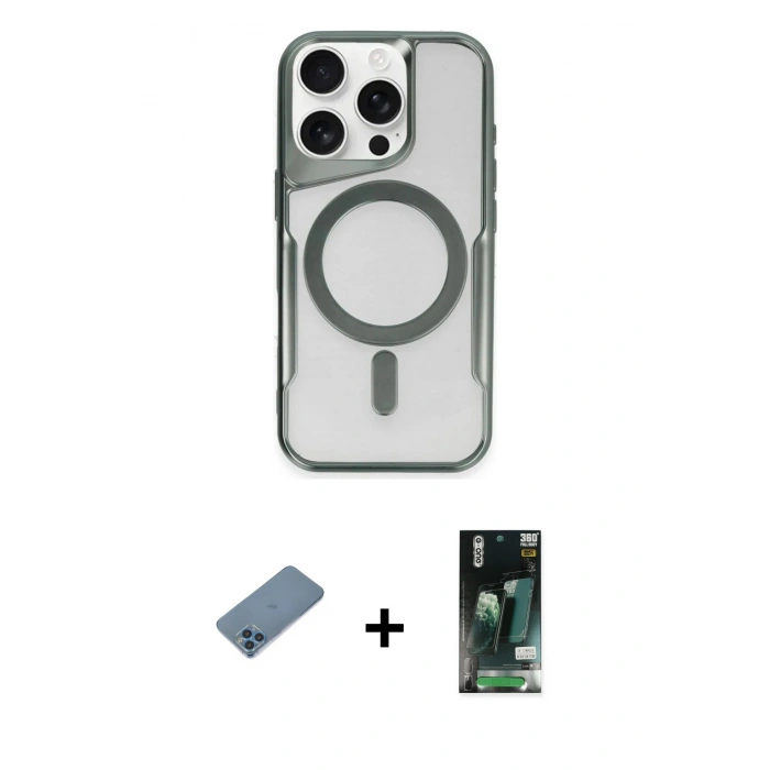 MARSİLYAN™- iPhone 11 Pro Max Kılıf Yadigar Klasik Özel Seri - Siyah 360 Mat Full Body Arka Koruyucu + Mavi Shine Kamera Lens Koruma Cam
