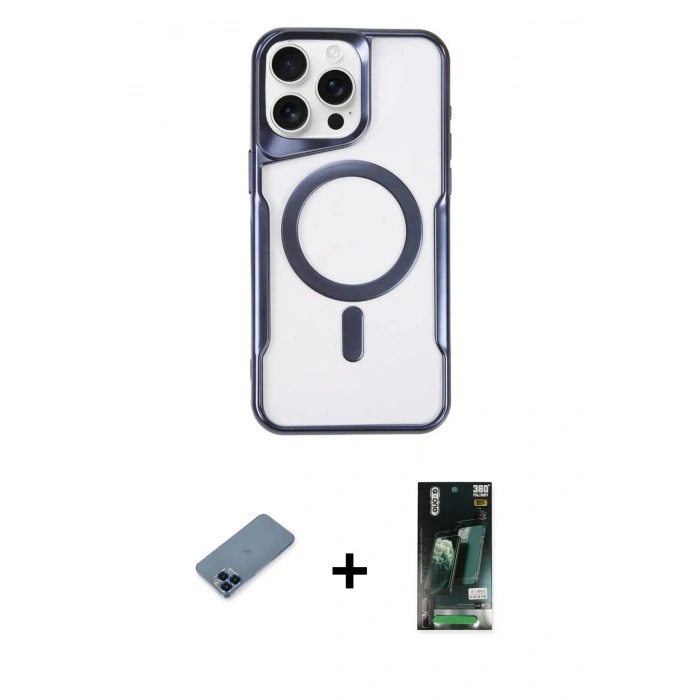 MARSİLYAN™- iPhone 11 Pro Max Kılıf Yadigar Klasik Özel Seri - Siyah 360 Mat Full Body Arka Koruyucu + Metal Kamera Lens Koruma Cam - MI