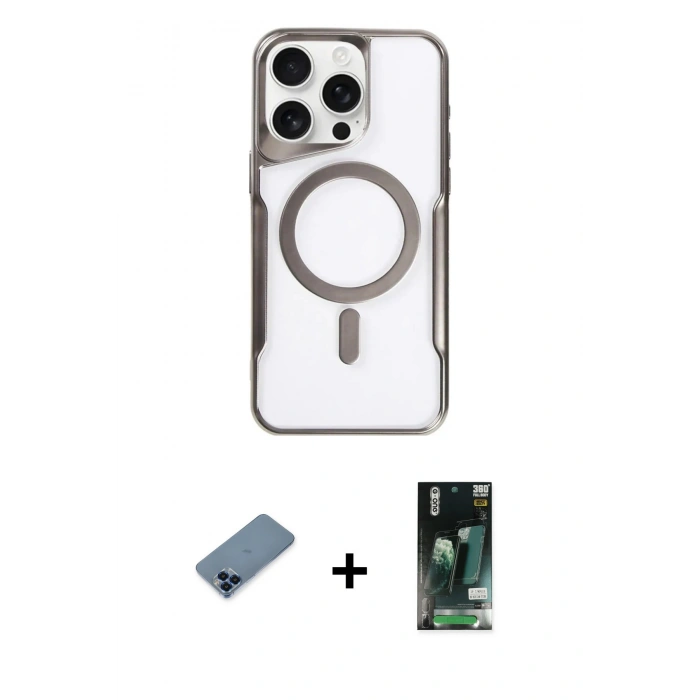 MARSİLYAN™- iPhone 11 Pro Max Kılıf Yadigar Klasik Özel Seri - Siyah 360 Mat Full Body Arka Koruyucu + Metal Kamera Lens Koruma Cam - MI