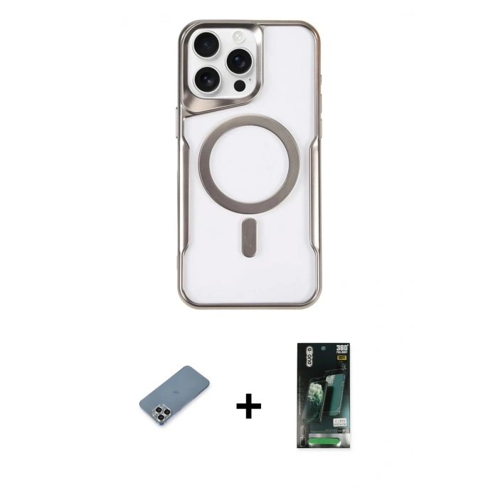 MARSİLYAN™- iPhone 11 Pro Max Kılıf Yadigar Klasik Özel Seri - Siyah 360 Mat Full Body Arka Koruyucu + Metal Kamera Lens Koruma Cam - GS
