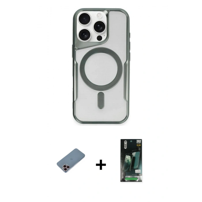 MARSİLYAN™- iPhone 11 Pro Max Kılıf Yadigar Klasik Özel Seri - Siyah 360 Mat Full Body Arka Koruyucu + Pembe Shine Kamera Lens Koruma Cam