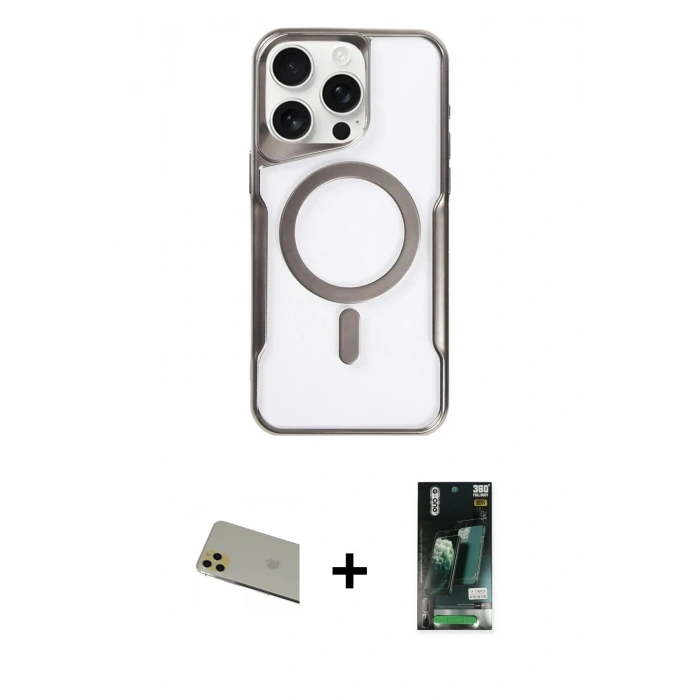 MARSİLYAN™- iPhone 11 Pro Max Kılıf Yadigar Klasik Özel Seri - Siyah 360 Mat Full Body Arka Koruyucu + Rainbow Kamera Lens Koruma Cam - GD