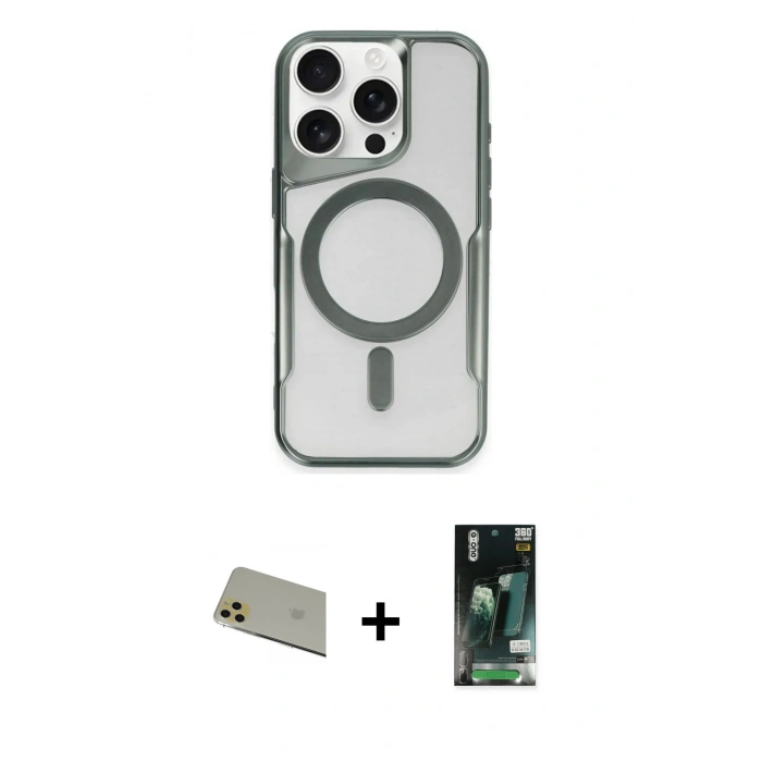 MARSİLYAN™- iPhone 11 Pro Max Kılıf Yadigar Klasik Özel Seri - Siyah 360 Mat Full Body Arka Koruyucu + Rainbow Kamera Lens Koruma Cam - GD