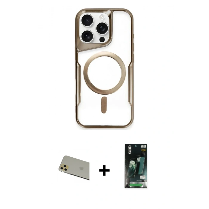 MARSİLYAN™- iPhone 11 Pro Max Kılıf Yadigar Klasik Özel Seri - Siyah 360 Mat Full Body Arka Koruyucu + Rainbow Kamera Lens Koruma Cam - GD