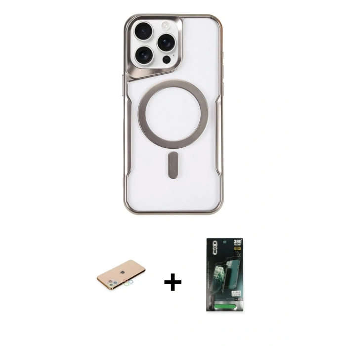 MARSİLYAN™- iPhone 11 Pro Max Kılıf Yadigar Klasik Özel Seri - Siyah 360 Mat Full Body Arka Koruyucu + Renkli Kamera Lens Koruma Cam - MI