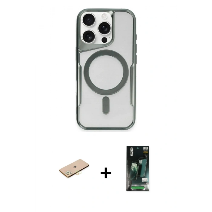MARSİLYAN™- iPhone 11 Pro Max Kılıf Yadigar Klasik Özel Seri - Siyah 360 Mat Full Body Arka Koruyucu + Renkli Kamera Lens Koruma Cam - SI