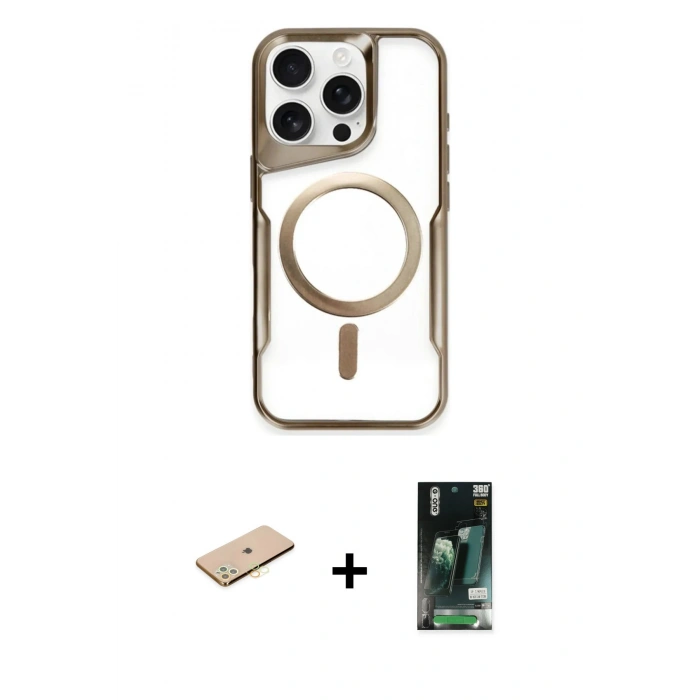 MARSİLYAN™- iPhone 11 Pro Max Kılıf Yadigar Klasik Özel Seri - Siyah 360 Mat Full Body Arka Koruyucu + Renkli Kamera Lens Koruma Cam - SI