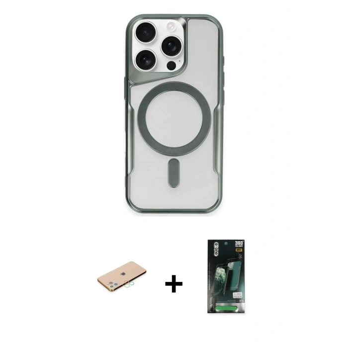 MARSİLYAN™- iPhone 11 Pro Max Kılıf Yadigar Klasik Özel Seri - Siyah 360 Mat Full Body Arka Koruyucu + Renkli Kamera Lens Koruma Cam - MI