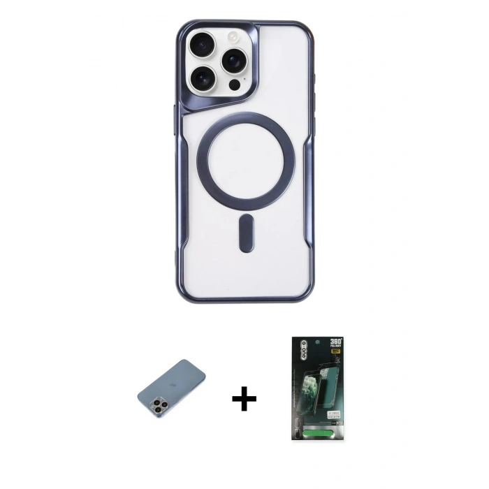 MARSİLYAN™- iPhone 11 Pro Max Kılıf Yadigar Klasik Özel Seri - Siyah 360 Mat Full Body Arka Koruyucu + Shine Kamera Lens Koruma Cam - GI