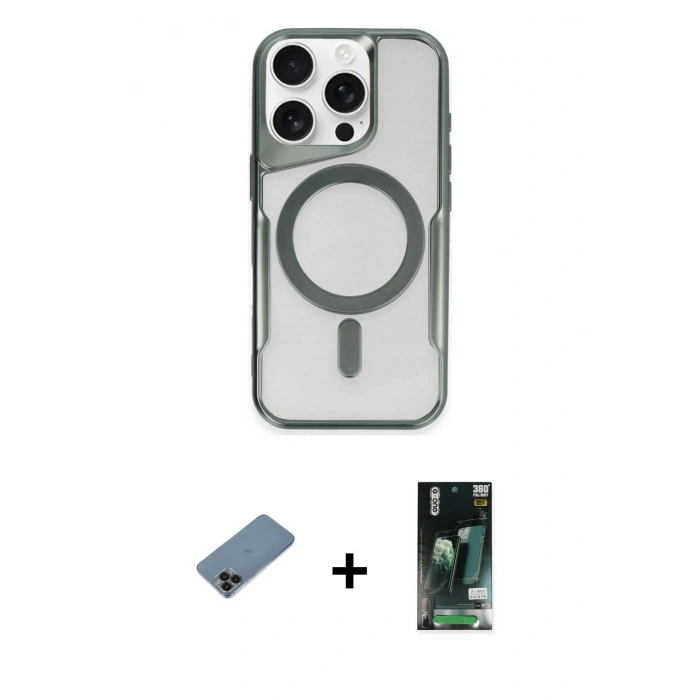 MARSİLYAN™- iPhone 11 Pro Max Kılıf Yadigar Klasik Özel Seri - Siyah 360 Mat Full Body Arka Koruyucu + Shine Kamera Lens Koruma Cam - SH