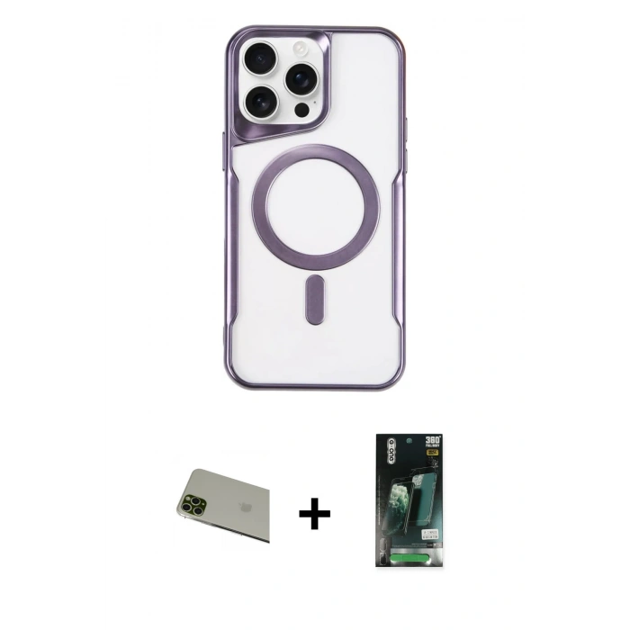 MARSİLYAN™- iPhone 11 Pro Max Kılıf Yadigar Klasik Özel Seri - Siyah 360 Mat Full Body Arka Koruyucu + Yeşil Rainbow Kamera Lens Koruma Cam