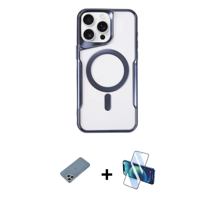 MARSİLYAN™- iPhone 11 Pro Max Kılıf Yadigar Klasik Özel Seri - Siyah 3D Antistatik Cam Ekran Koruyucu + Shine Kamera Lens Koruma Cam - GS