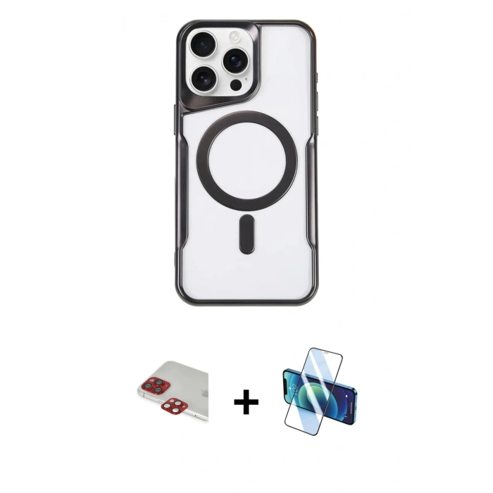 MARSİLYAN™- iPhone 11 Pro Max Kılıf Yadigar Klasik Özel Seri - Siyah 3D Antistatik Cam Ekran Koruyucu + Pers Alüminyum Kamera Lens - KI