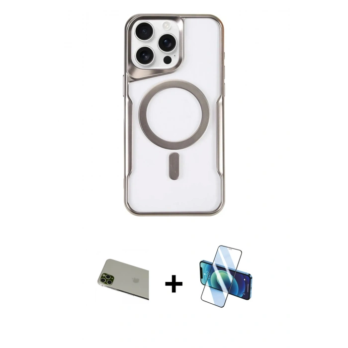 MARSİLYAN™- iPhone 11 Pro Max Kılıf Yadigar Klasik Özel Seri - Siyah 3D Antistatik Cam Ekran Koruyucu + Rainbow Kamera Lens Koruma Cam - YL