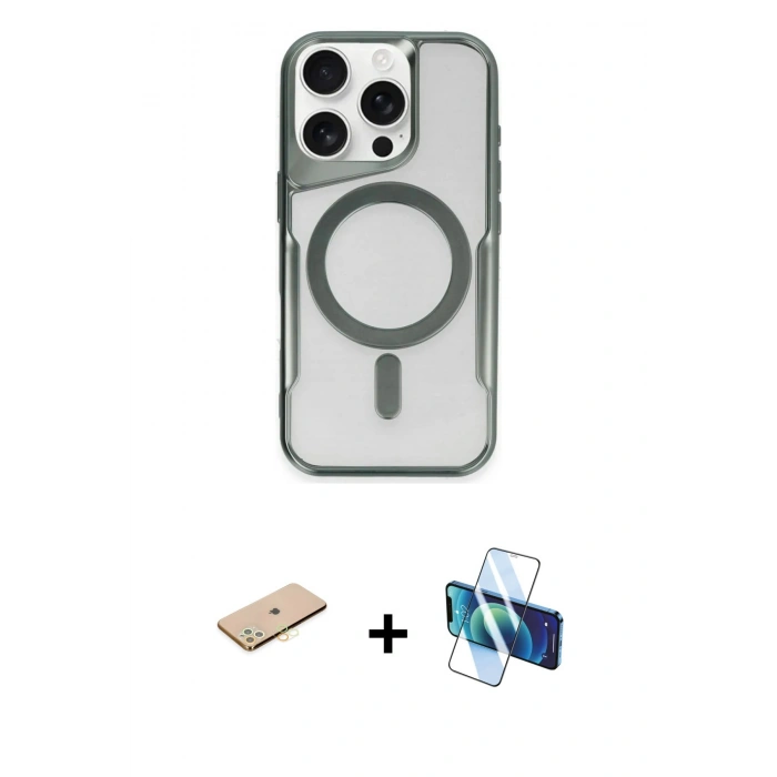 MARSİLYAN™- iPhone 11 Pro Max Kılıf Yadigar Klasik Özel Seri - Siyah 3D Antistatik Cam Ekran Koruyucu + Sarı Renkli Kamera Lens Koruma Cam
