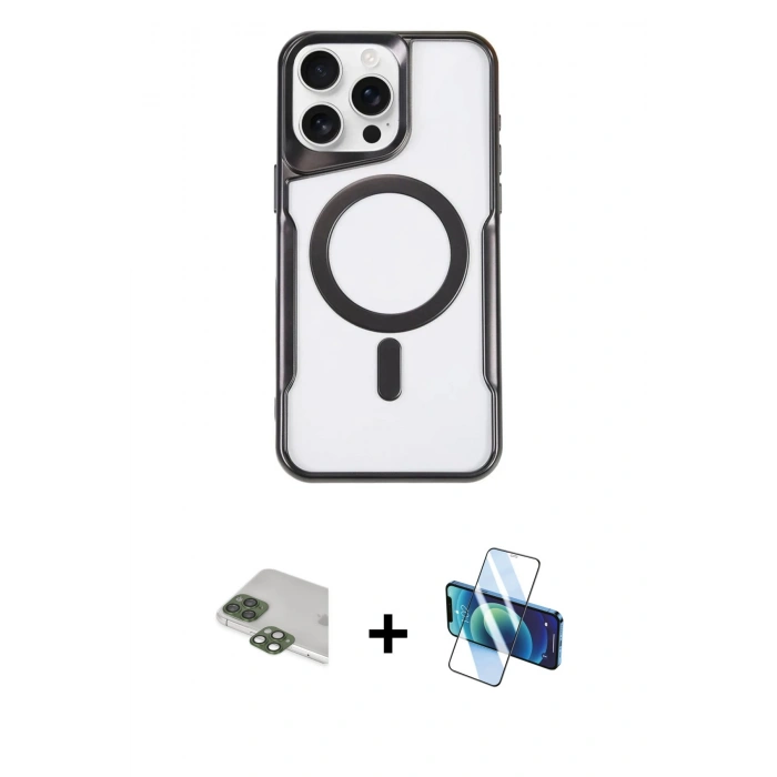 MARSİLYAN™- iPhone 11 Pro Max Kılıf Yadigar Klasik Özel Seri - Siyah 3D Antistatik Cam Ekran Koruyucu + Pers Alüminyum Kamera Lens - YL