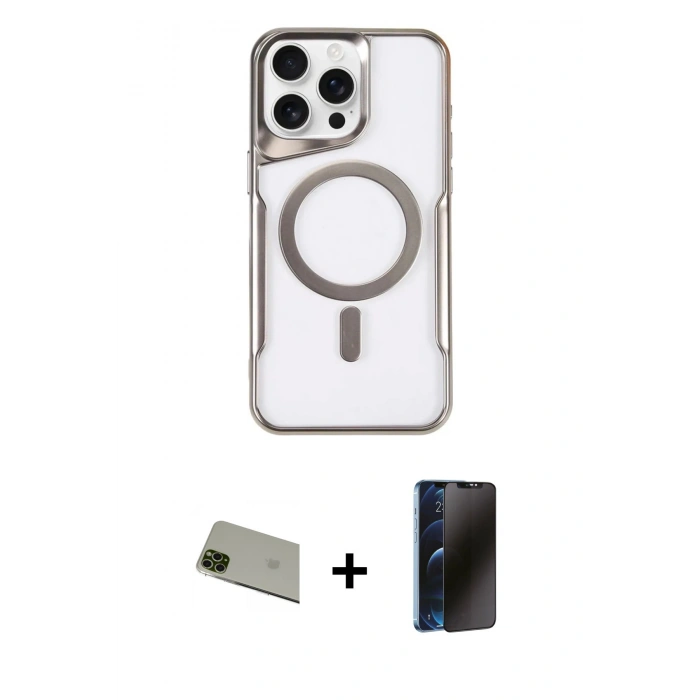 MARSİLYAN™- iPhone 11 Pro Max Kılıf Yadigar Klasik Özel Seri - Siyah 3D Antistatik Hayalet Cam Ekran Koruyucu + Rainbow Kamera Lens Koruma Cam - YL