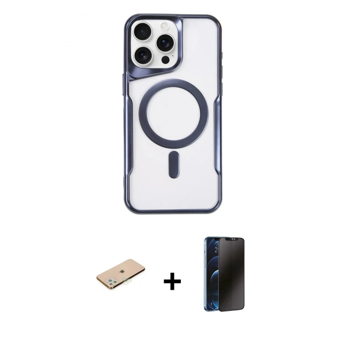 MARSİLYAN™- iPhone 11 Pro Max Kılıf Yadigar Klasik Özel Seri - Siyah 3D Antistatik Hayalet Cam Ekran Koruyucu + Yeşil Renkli Kamera Lens Koruma Cam