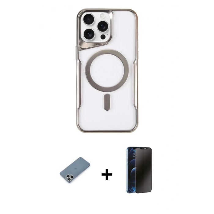 MARSİLYAN™- iPhone 11 Pro Max Kılıf Yadigar Klasik Özel Seri - Siyah 3D Antistatik Hayalet Cam Ekran Koruyucu + Metal Kamera Lens Koruma Cam - GS