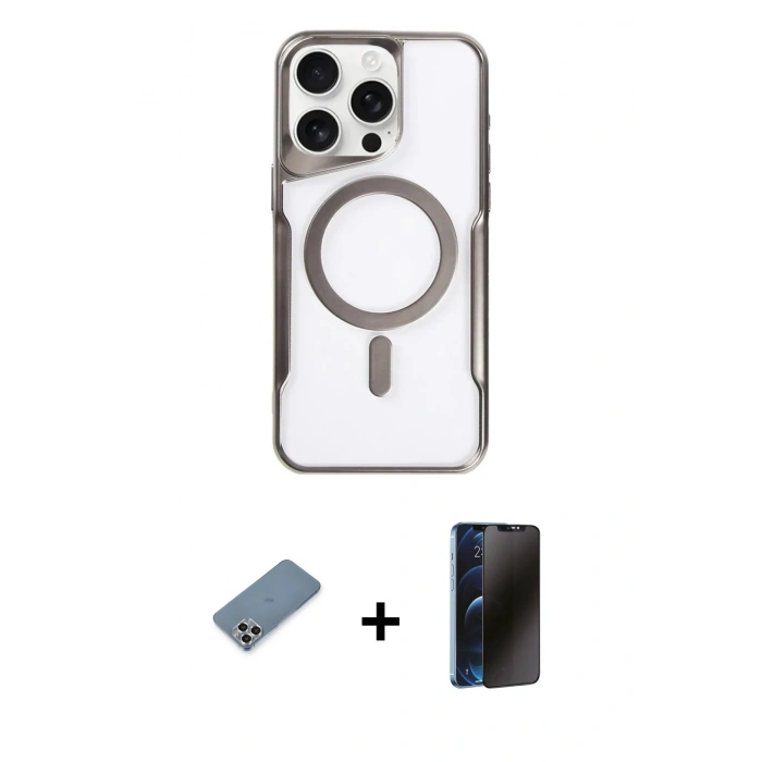 MARSİLYAN™- iPhone 11 Pro Max Kılıf Yadigar Klasik Özel Seri - Siyah 3D Antistatik Hayalet Cam Ekran Koruyucu + Metal Kamera Lens Koruma Cam - GS