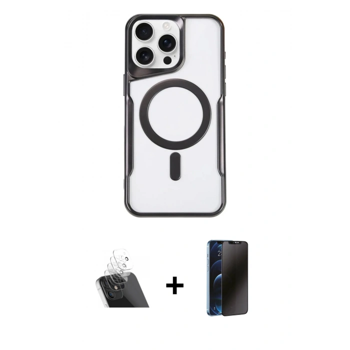 MARSİLYAN™- iPhone 11 Pro Max Kılıf Yadigar Klasik Özel Seri - Siyah 3D Antistatik Hayalet Cam Ekran Koruyucu + Kamera Lens Koruma Cam - SF