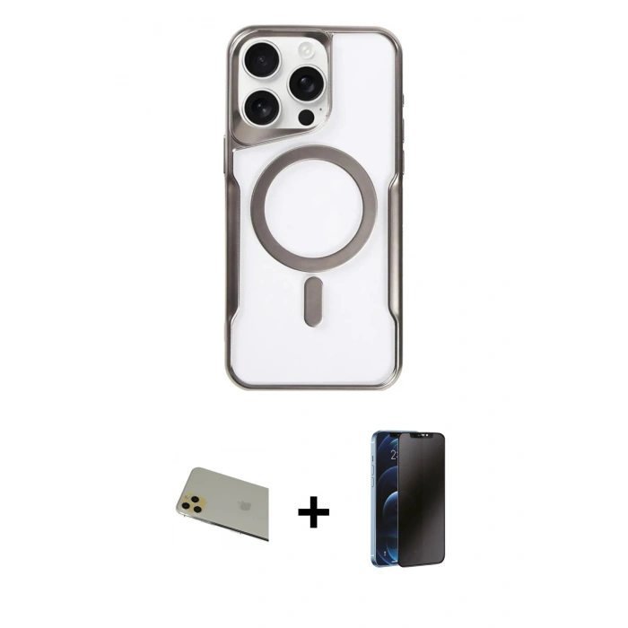 MARSİLYAN™- iPhone 11 Pro Max Kılıf Yadigar Klasik Özel Seri - Siyah 3D Antistatik Hayalet Cam Ekran Koruyucu + Rainbow Kamera Lens Koruma Cam - GD