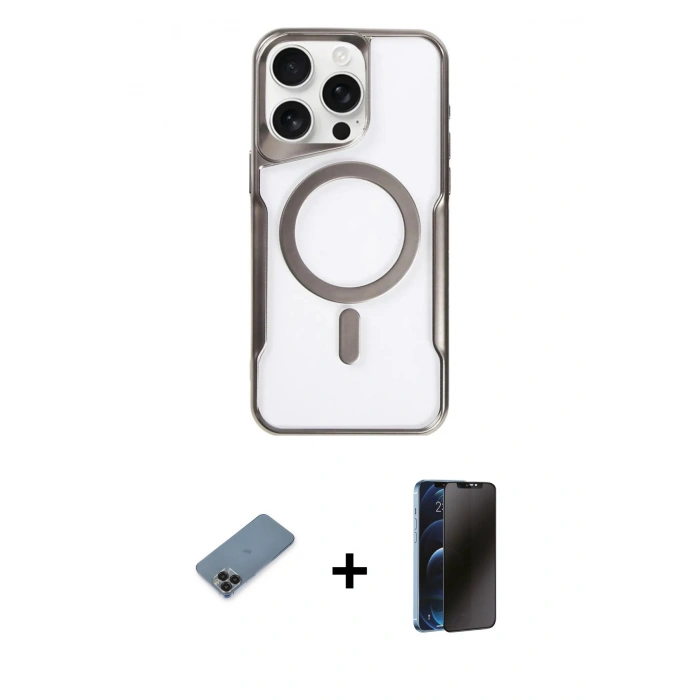 MARSİLYAN™- iPhone 11 Pro Max Kılıf Yadigar Klasik Özel Seri - Siyah 3D Antistatik Hayalet Cam Ekran Koruyucu + Metal Kamera Lens Koruma Cam - SH