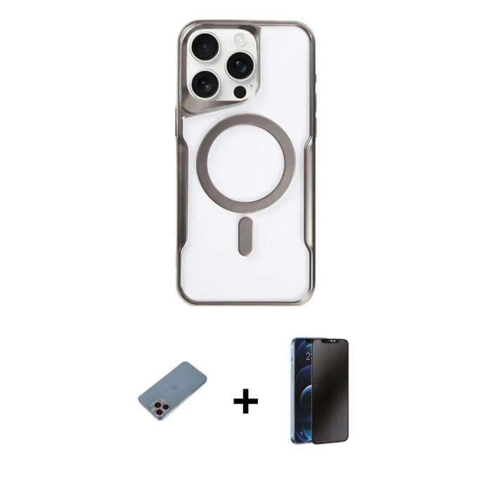 MARSİLYAN™- iPhone 11 Pro Max Kılıf Yadigar Klasik Özel Seri - Siyah 3D Antistatik Hayalet Cam Ekran Koruyucu + Shine Kamera Lens Koruma Cam - PE