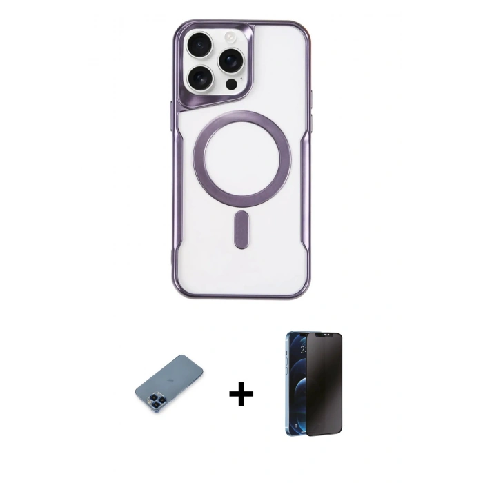 MARSİLYAN™- iPhone 11 Pro Max Kılıf Yadigar Klasik Özel Seri - Siyah 3D Antistatik Hayalet Cam Ekran Koruyucu + Metal Kamera Lens Koruma Cam - MI