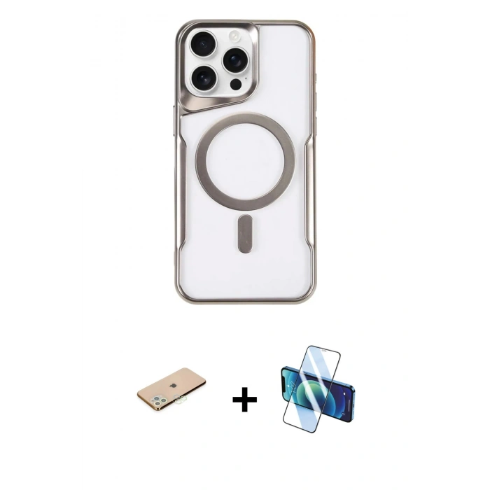 MARSİLYAN™- iPhone 11 Pro Max Kılıf Yadigar Klasik Özel Seri - Siyah 3D Antistatik Seramik Nano Ekran Koruyucu + Yeşil Renkli Kamera Lens Koruma Cam